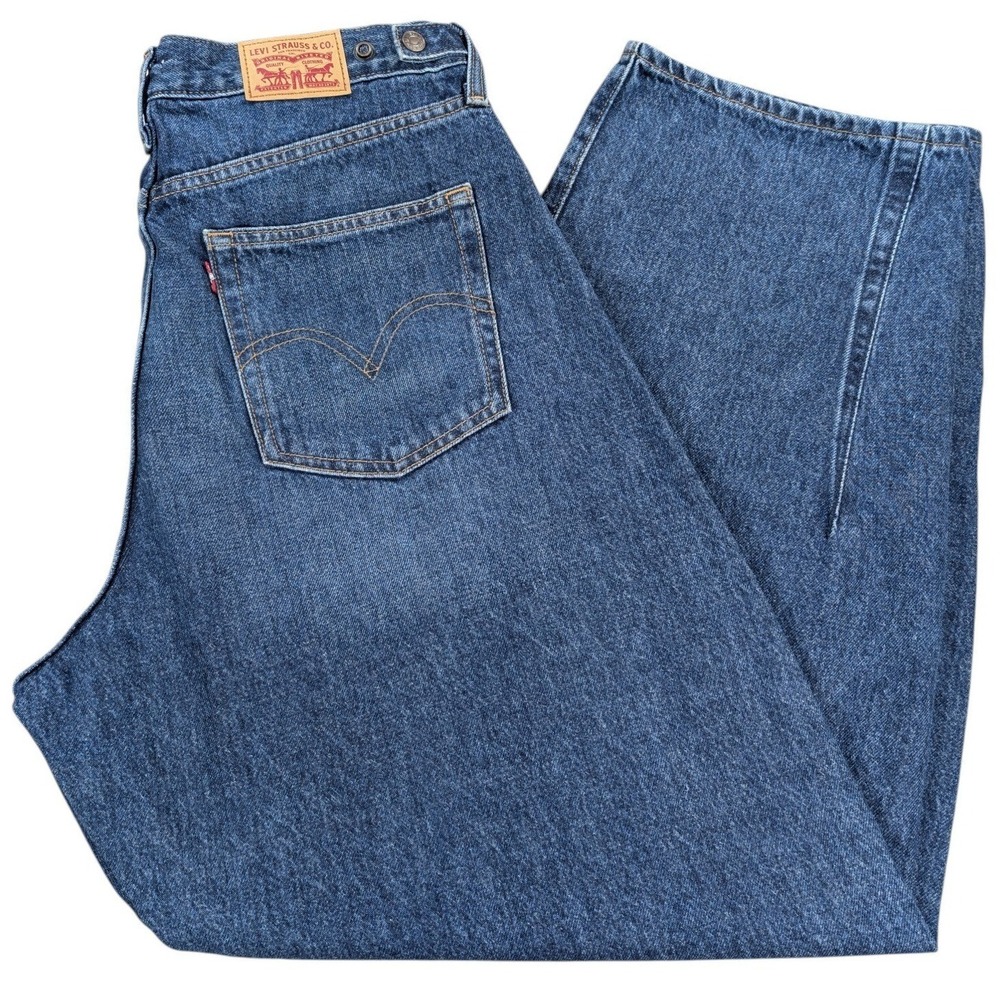 Levi's Cinch Barrel Jeans Womens 32x31 Blue Solid High Rise Loose Fit NWT